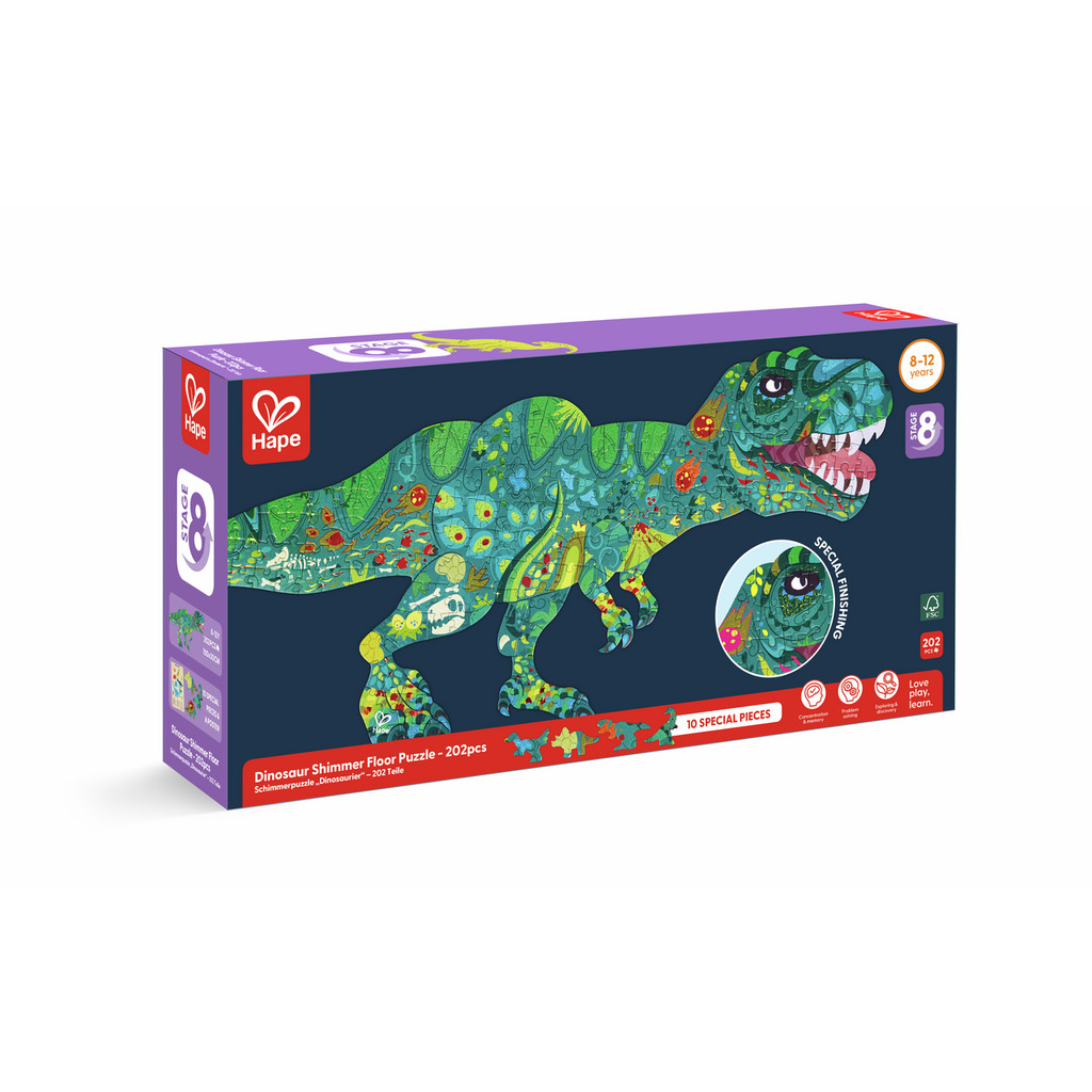 Puzzle de Suelo Brillante de Dinosaurios - 200 pzs